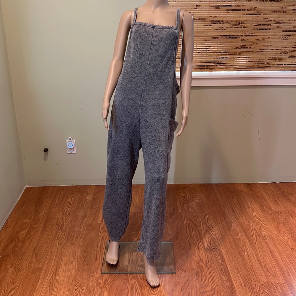 Marnie Vintage Gray Jumpsuit With Thin Straps And Pockets Size L